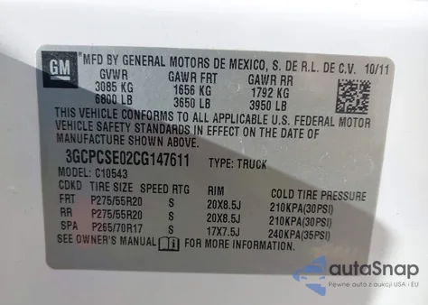 2012 Chevrolet Silverado Lt z USA, uszkodzony, nr VIN 3GCPCSE02CG147611